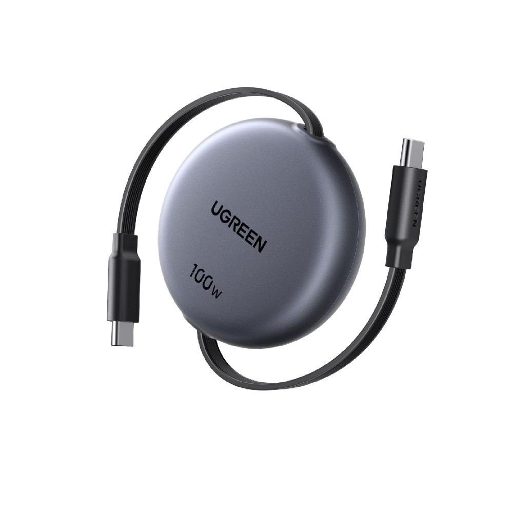 Καλώδιο Φόρτισης UGREEN L531 65905 USB-C σε USB-C PD 100W, Επαναφερόμενο 1m Μαύρο