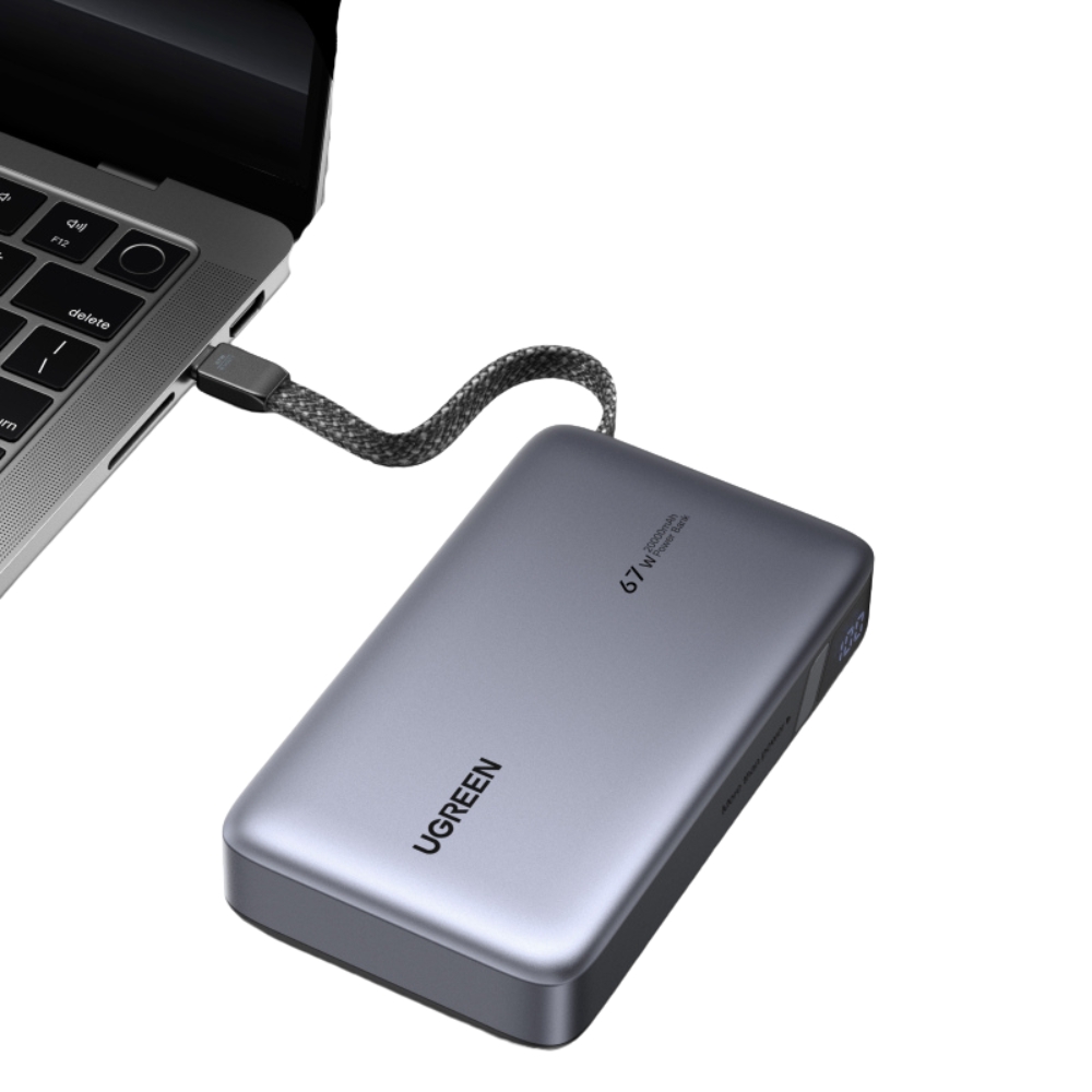 Power Bank 20000mAh PD 67W UGREEN PB550 55996B 2 Θέσεων, με καλώδιο USB-C Γκρι