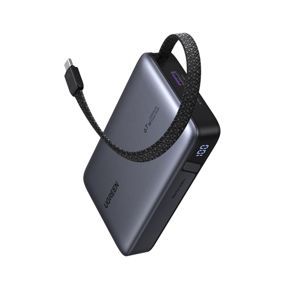 Power Bank 20000mAh PD 67W UGREEN PB550 55996B 2 Θέσεων, με καλώδιο USB-C Γκρι