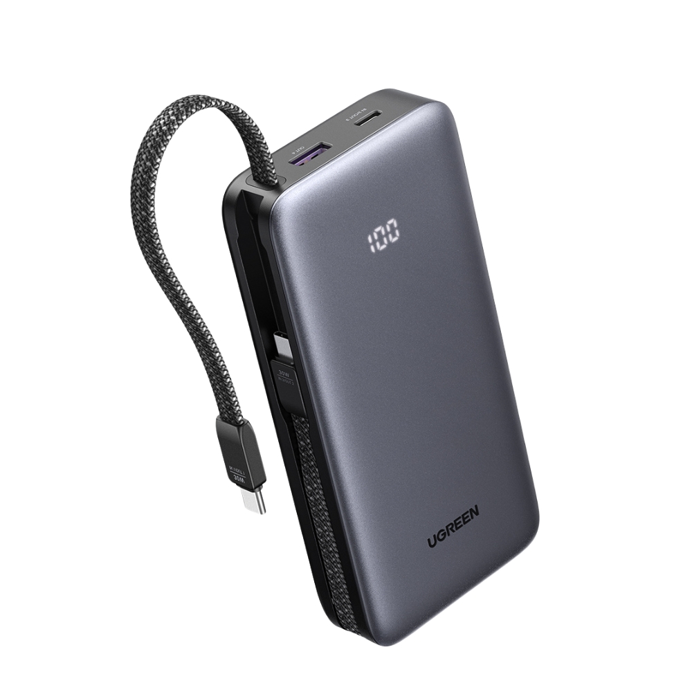 Power Bank 20000mAh PD 30W UGREEN PB528 55985B 2 Θέσεων, με 2 καλώδια USB-C Γκρι