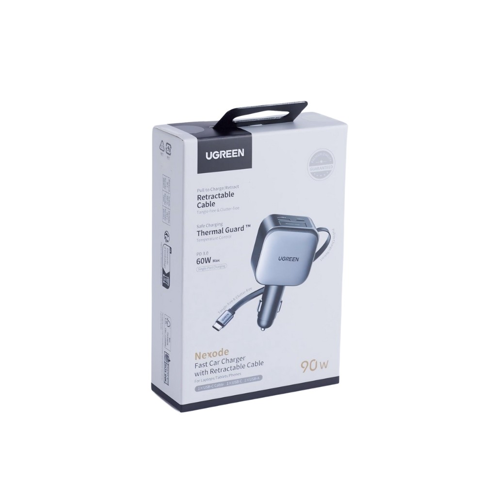 Φορτιστής Αυτοκινήτου 90W UGREEN EC603 55909B 2 Θέσεων, με καλώδιο USB-C 60W Γκρί