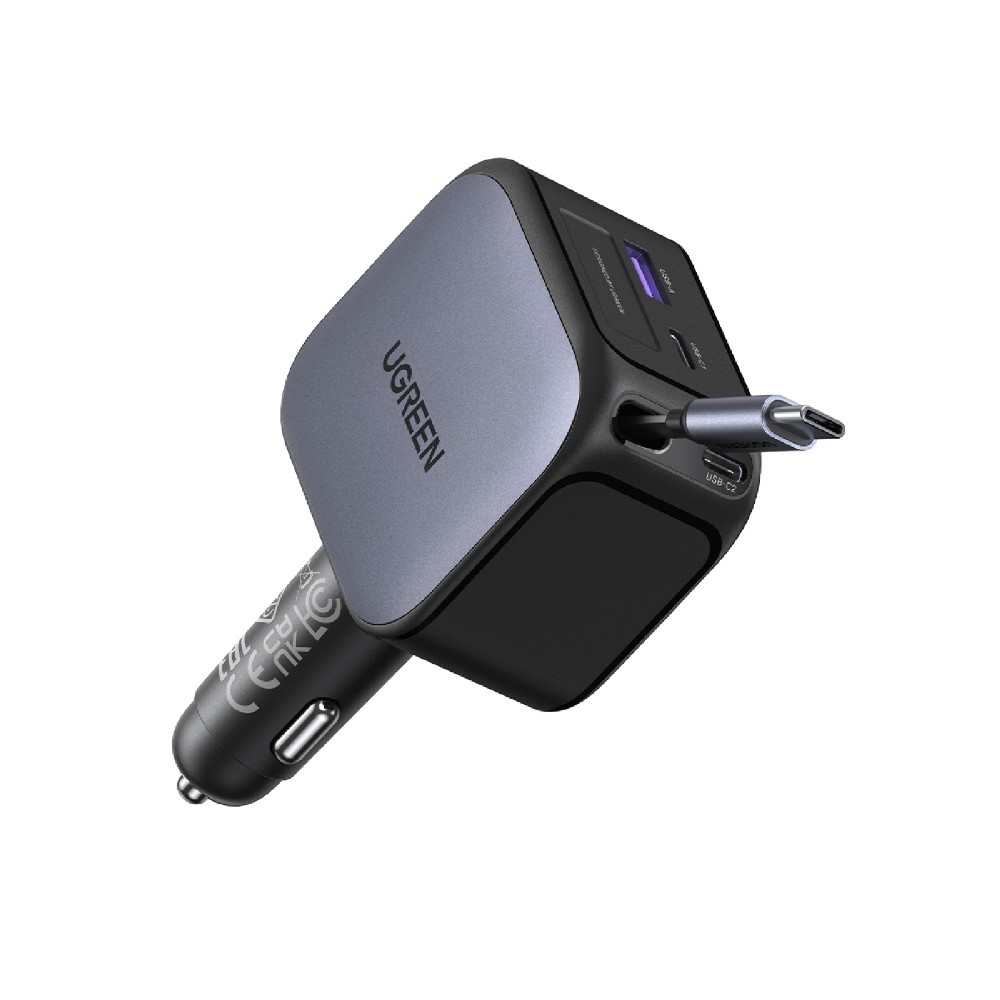 Φορτιστής Αυτοκινήτου 145W UGREEN EC604 55910B 3 Θέσεων,με καλώδιο USB-C 60W Γκρί