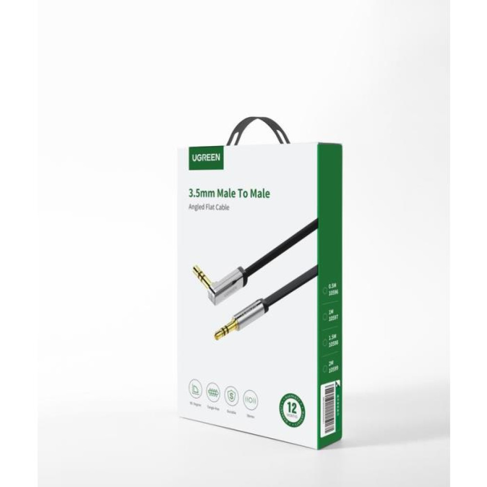 Καλώδιο Ήχου 3.5mm M/M UGREEN AV119 10597 1m Angled Flat Μαύρο