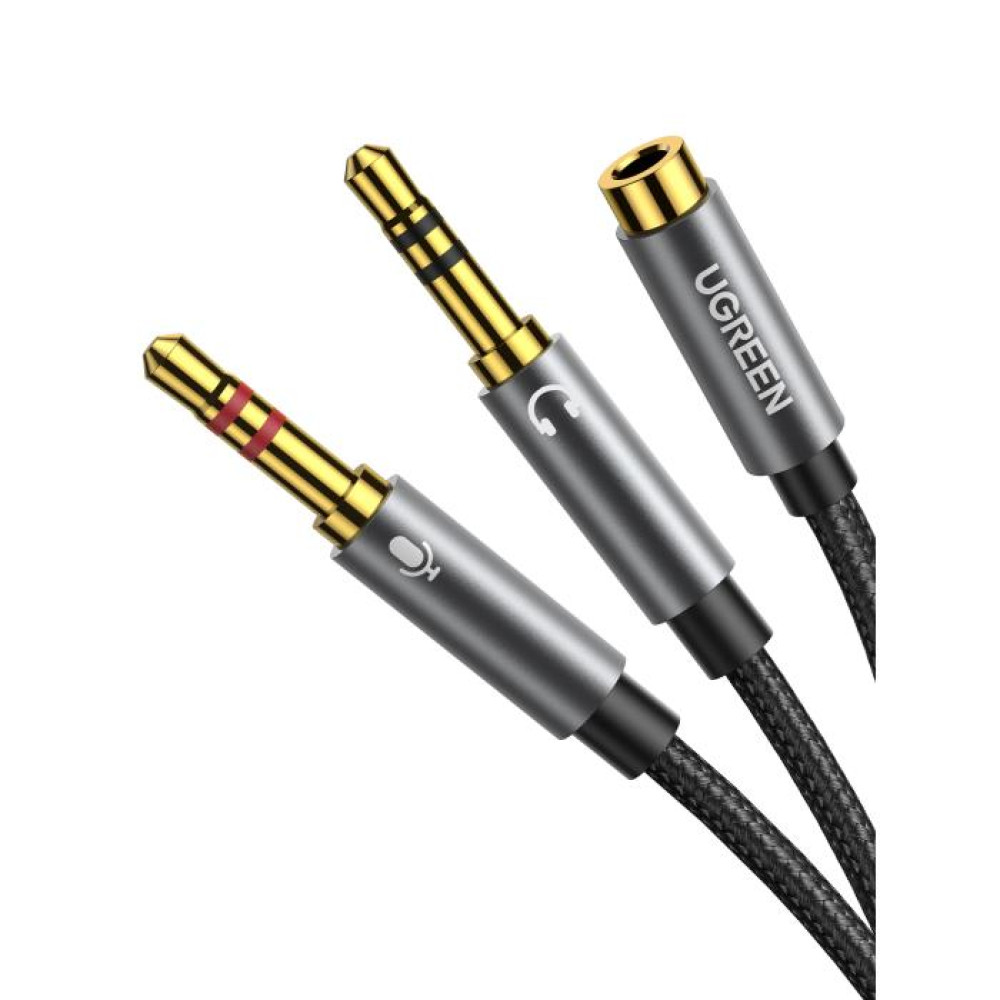Καλώδιο Ήχου 2x3.5mm σε 3.5mm M/F UGREEN AV140 20899 0.2m Μαύρο