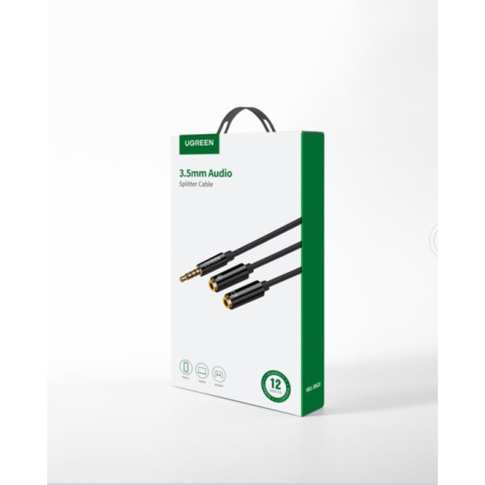Καλώδιο Ήχου 3.5mm σε 2x3.5mm M/F UGREEN AV141 30620  0.2m Μαύρο