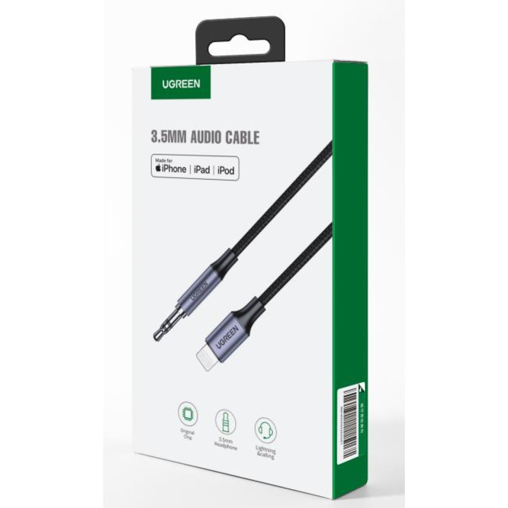 Αντάπτορας Lightning σε 3.5mm M/M UGREEN US315 70509 Μαύρο 1m