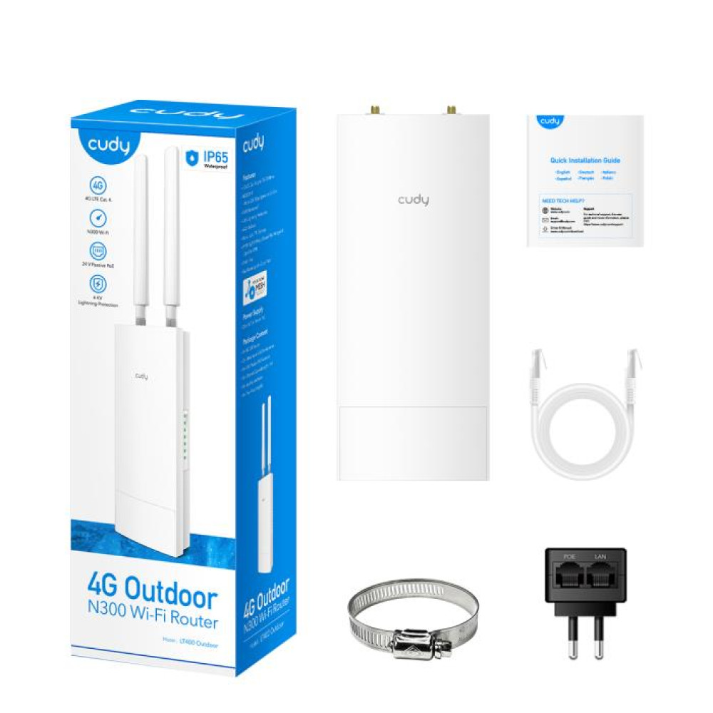 Router 4G Cudy LT400 N300 Cat.4 Εξωτερικού Χώρου