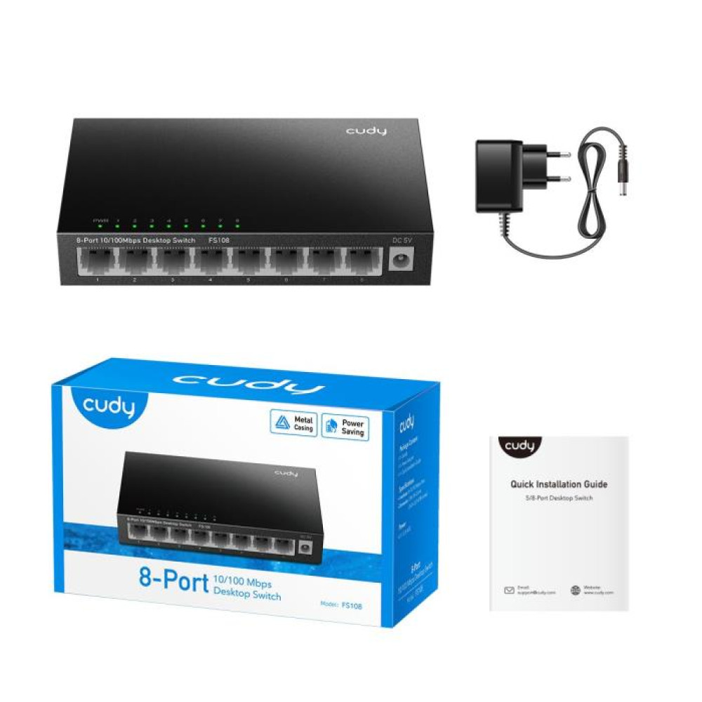 Switch 8 Θέσεων Cudy FS108 10/100 Mbps Μεταλλικό
