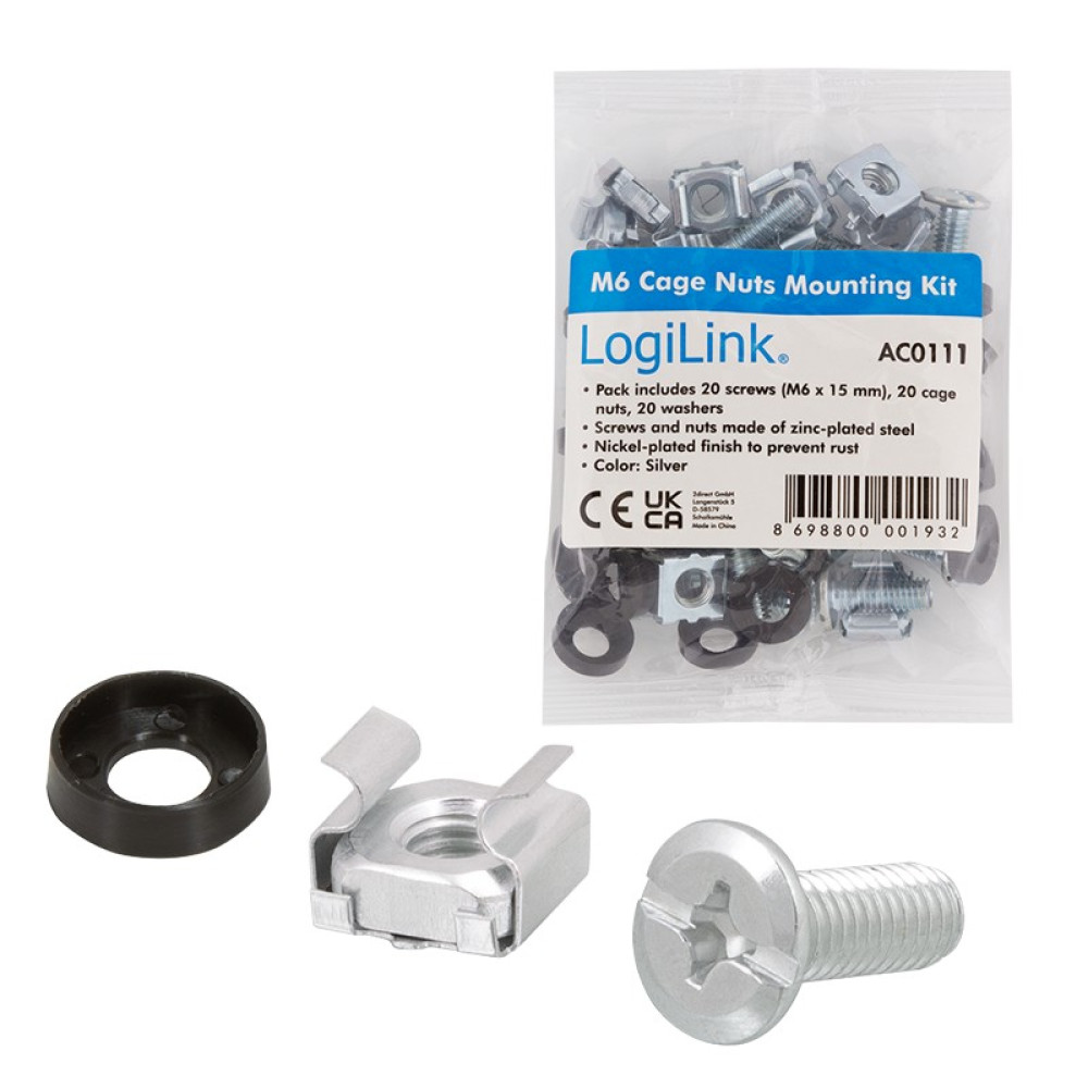 Σετ Βίδες με Παξιμάδια Μ6 Logilink AC0111 20 τμχ