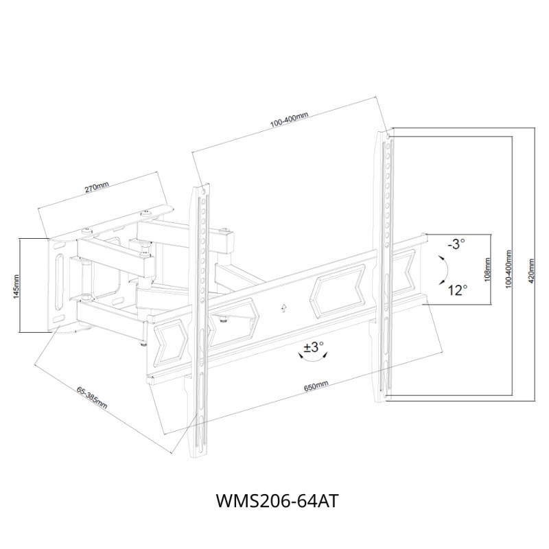 Βάση Τηλεόρασης Επιτοίχια Focus Mount WMS206-64AT 32