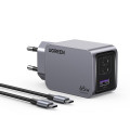 Φορτιστής Σπιτιού GaN PD 65W UGREEN X755 25871 3 Θέσεων, με καλώδιο USB-C 100W 1.5m Γκρί