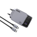 Φορτιστής Σπιτιού GaN PD 65W UGREEN X755 25871 3 Θέσεων, με καλώδιο USB-C 100W 1.5m Γκρί
