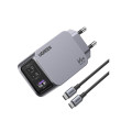 Φορτιστής Σπιτιού GaN PD 65W UGREEN X755 25871 3 Θέσεων, με καλώδιο USB-C 100W 1.5m Γκρί