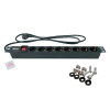 533001 Πολύπριζο Rack 19'' 1U Alu 8 Σούκο 16A 3840W με διακόπτη
