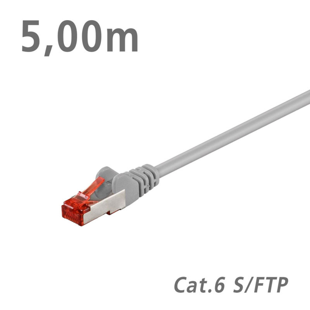 93572 ΚΑΛΩΔΙΟ Patch Cat.6 S/FTP (PiMF) CCA Grey 5.00m