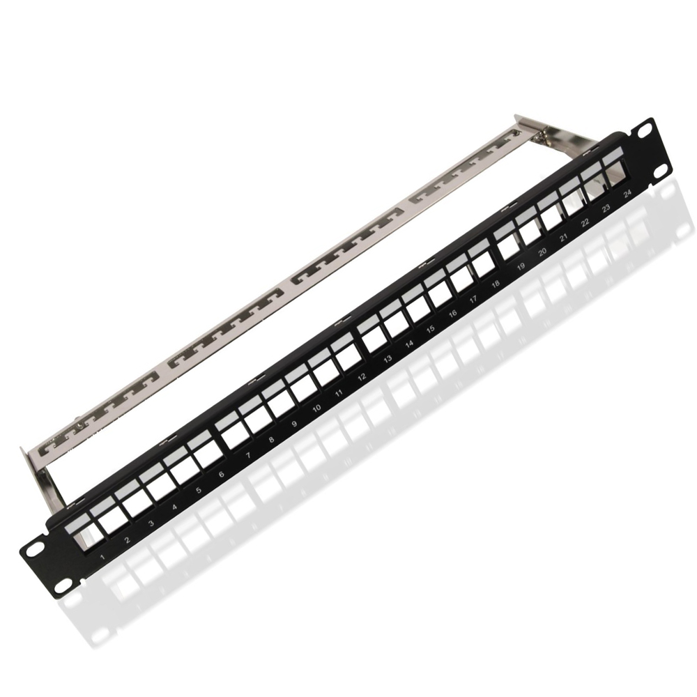 95743 Patch Panel Keystone 19'' 1U έως 24-ports RJ45 με οδηγό Καλωδίων