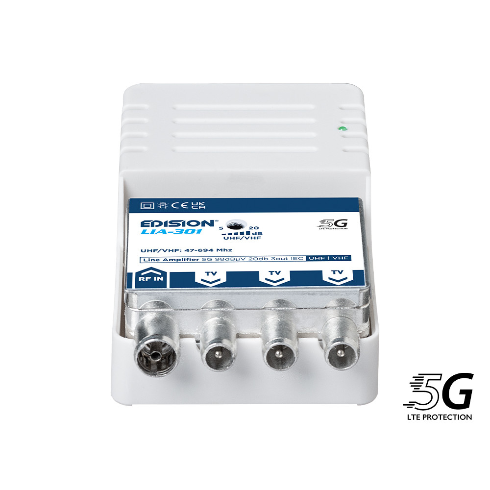 ΕΝΙΣΧΥΤHΣ ΓΡΑΜΜΗΣ LIA-301 5G UHF/VHF 20db 3out IEC