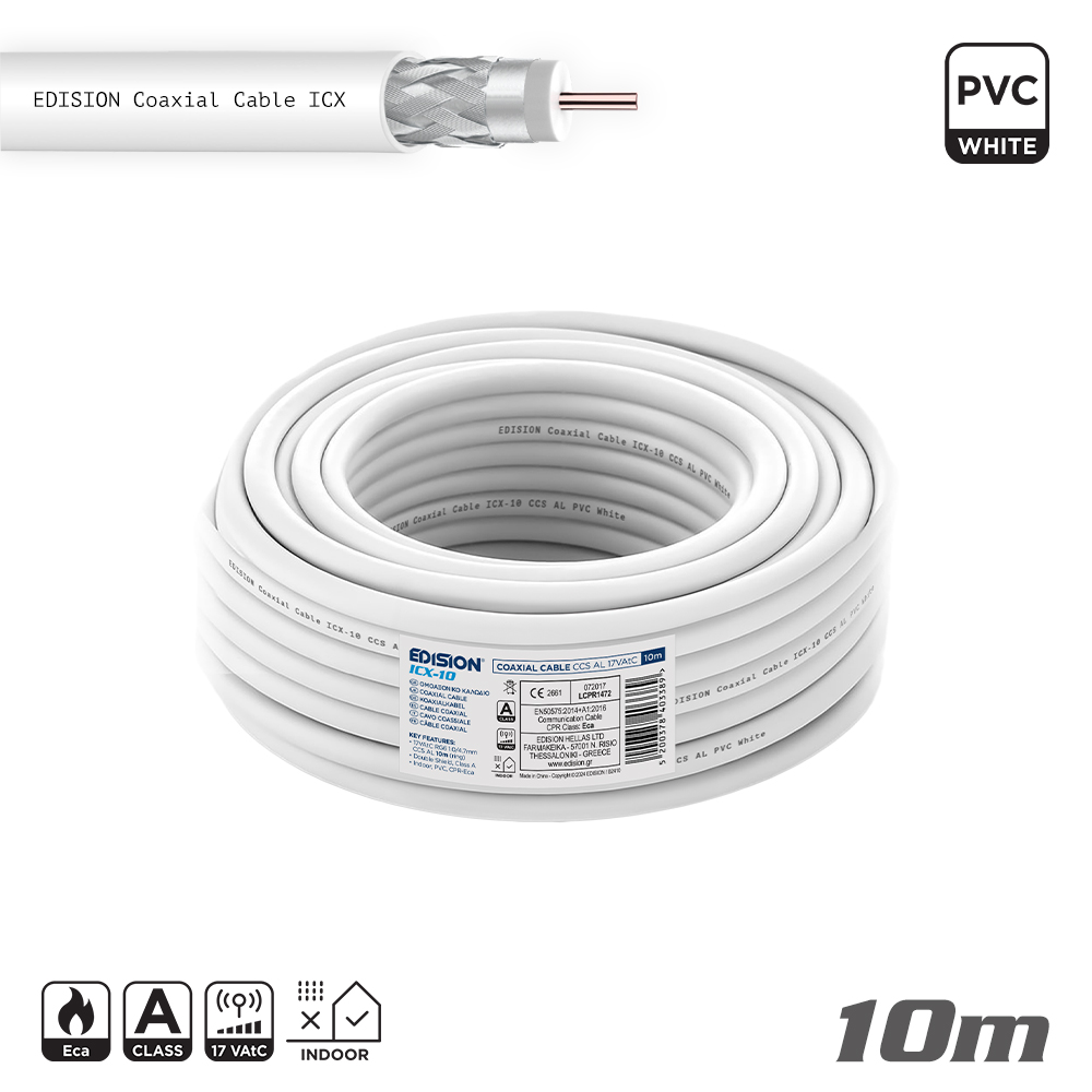 ΚΑΛΩΔΙΟ Coaxial ICX-10 CCS AL Eca PVC Λευκό 10m