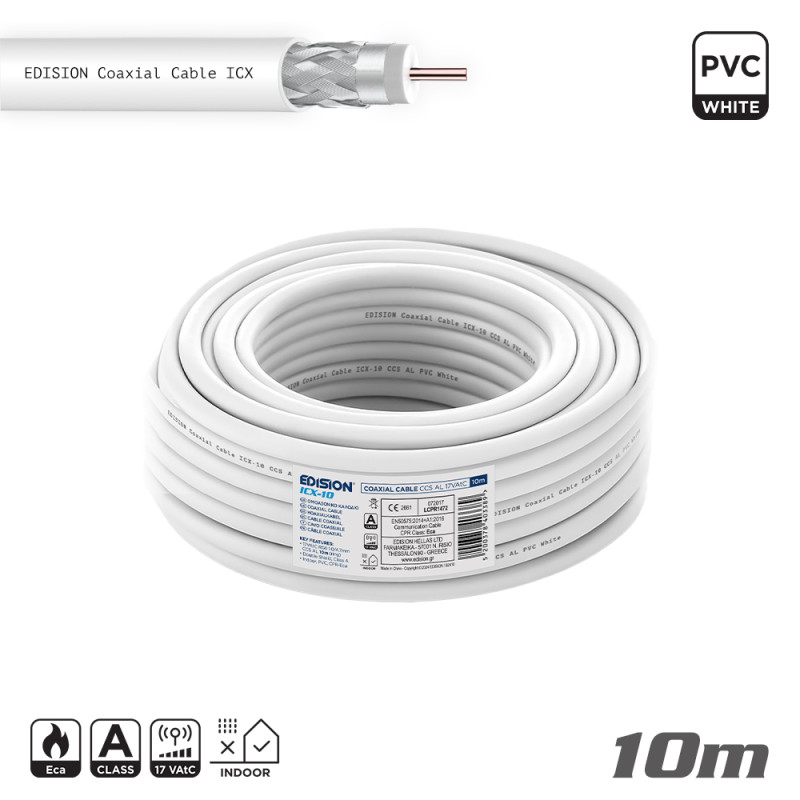 ΚΑΛΩΔΙΟ Coaxial ICX-10 CCS AL Eca PVC Λευκό 10m
