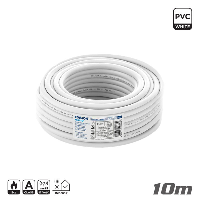 ΚΑΛΩΔΙΟ Coaxial ICX-10 CCS AL Eca PVC Λευκό 10m