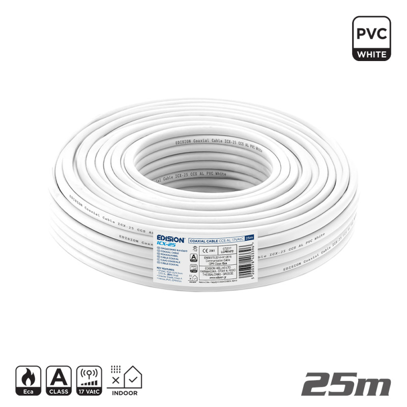 ΚΑΛΩΔΙΟ Coaxial ICX-25 CCS AL Eca PVC Λευκό 25m