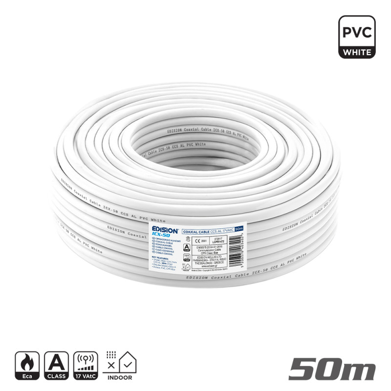 ΚΑΛΩΔΙΟ Coaxial ICX-50 CCS AL Eca PVC Λευκό 50m