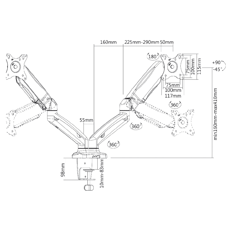 JL41884 JollyLine ΒΑΣΗ MONITOR 17-32 διπλή 360° 2x6,5kg