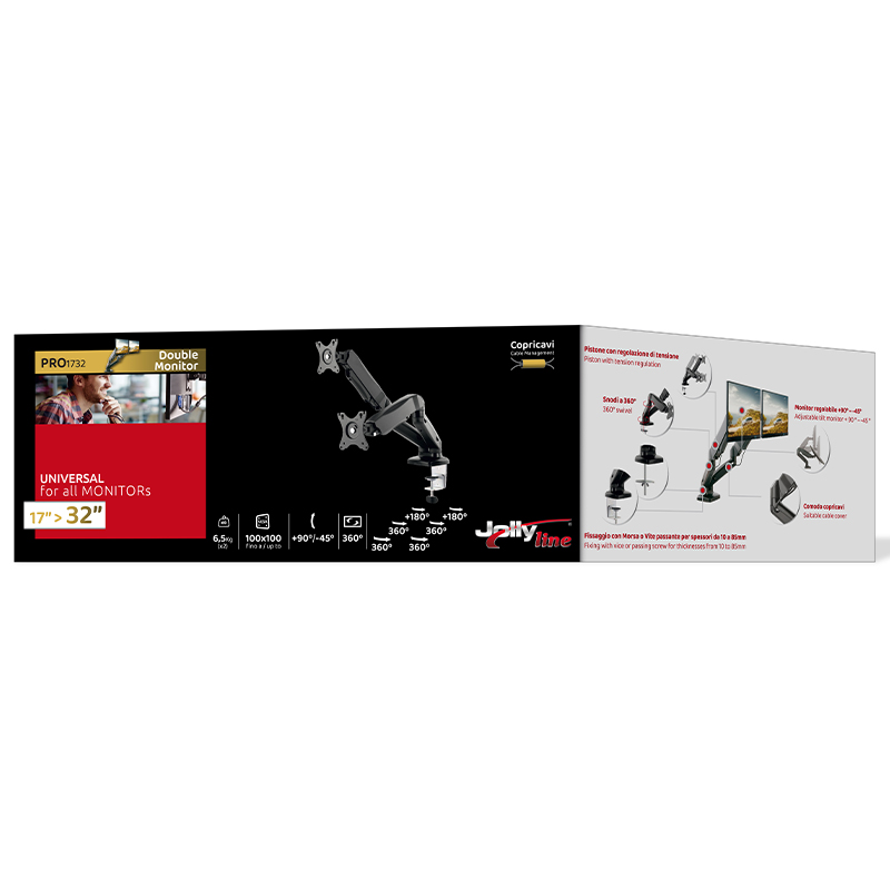JL41884 JollyLine ΒΑΣΗ MONITOR 17-32 διπλή 360° 2x6,5kg