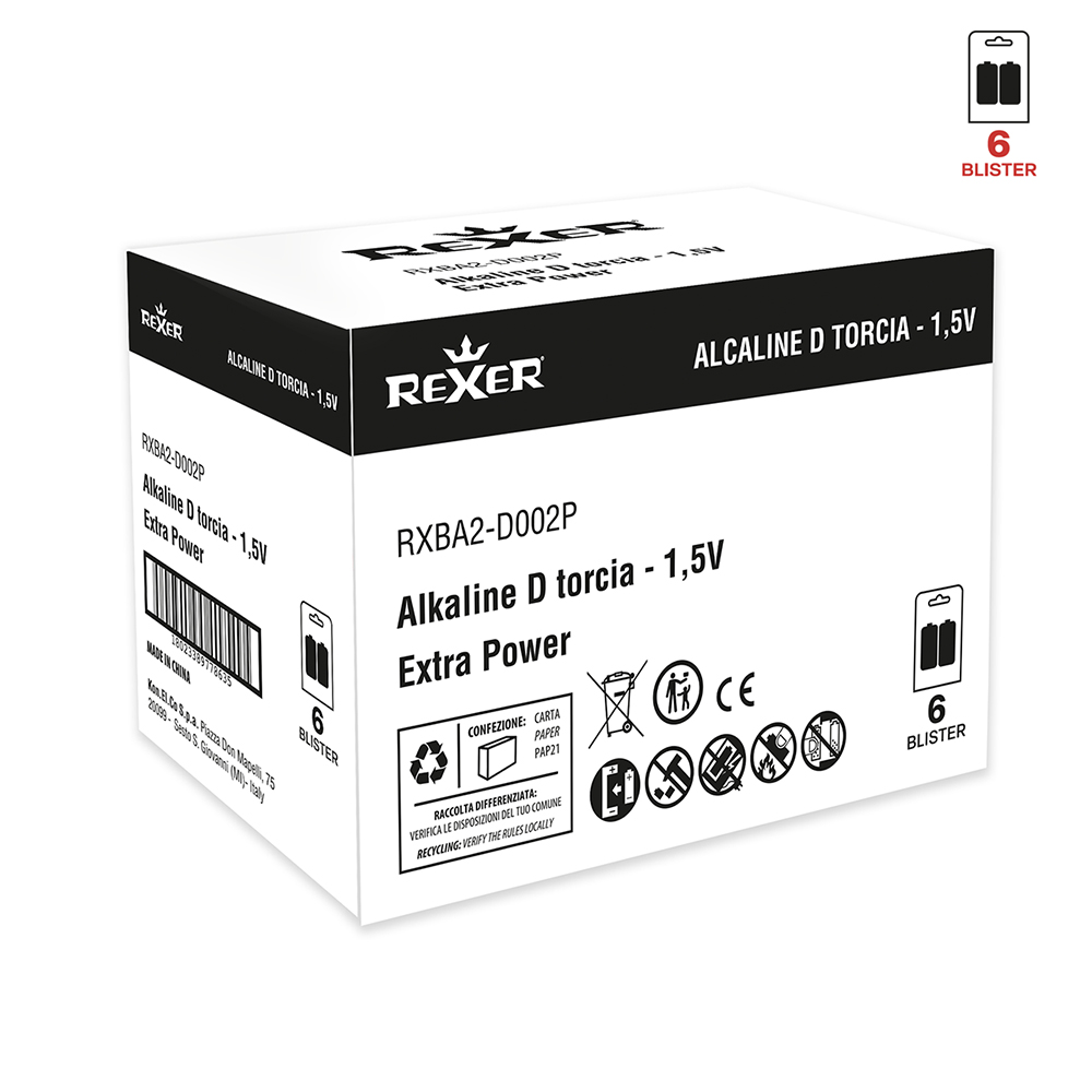 RXBA2-D002P Rexer Αλκαλικές Μπαταρίες D 1.5V 2τεμ