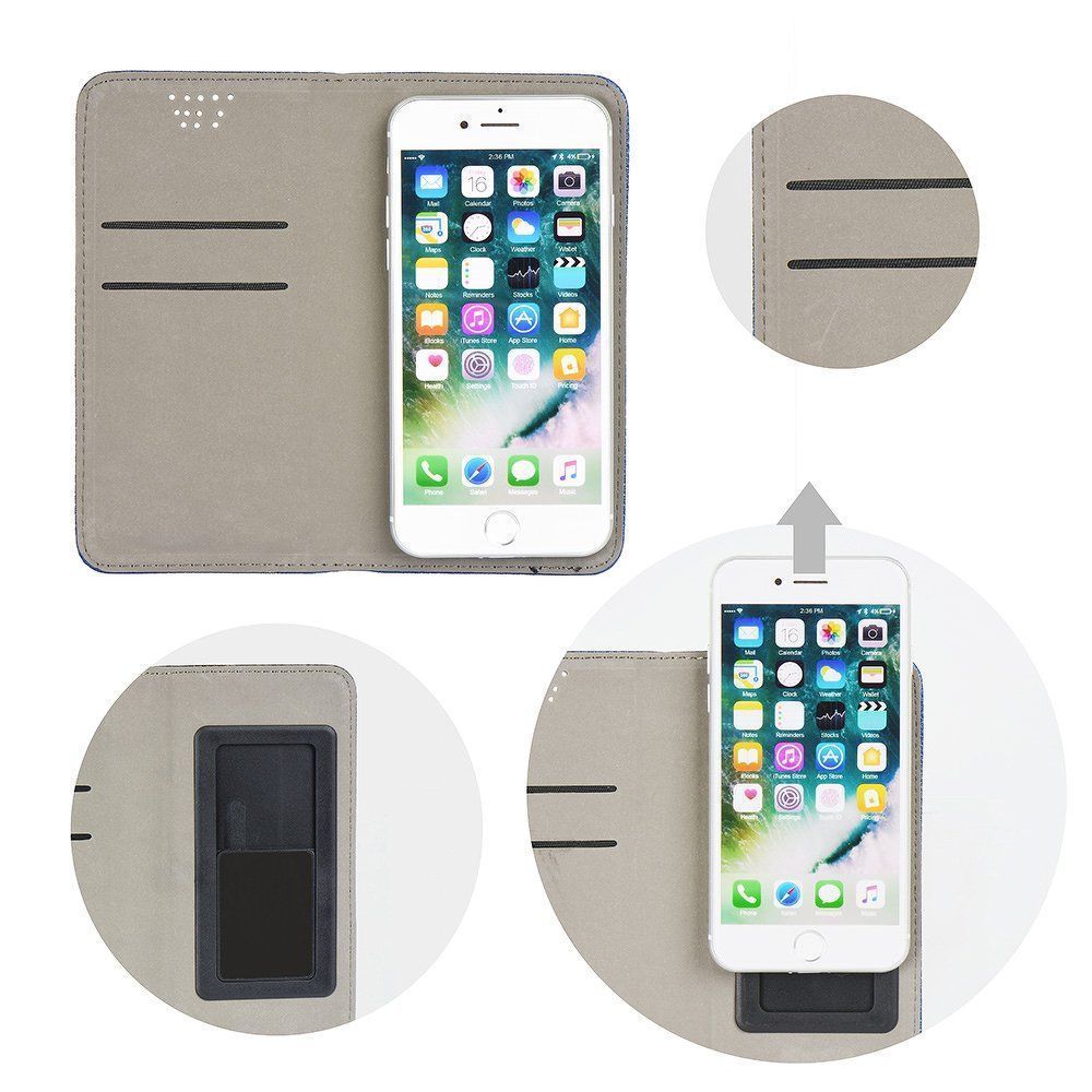 Θήκη Smart Book Universal με Αυτοκόλητο 4,7"-5,3" Ασημί