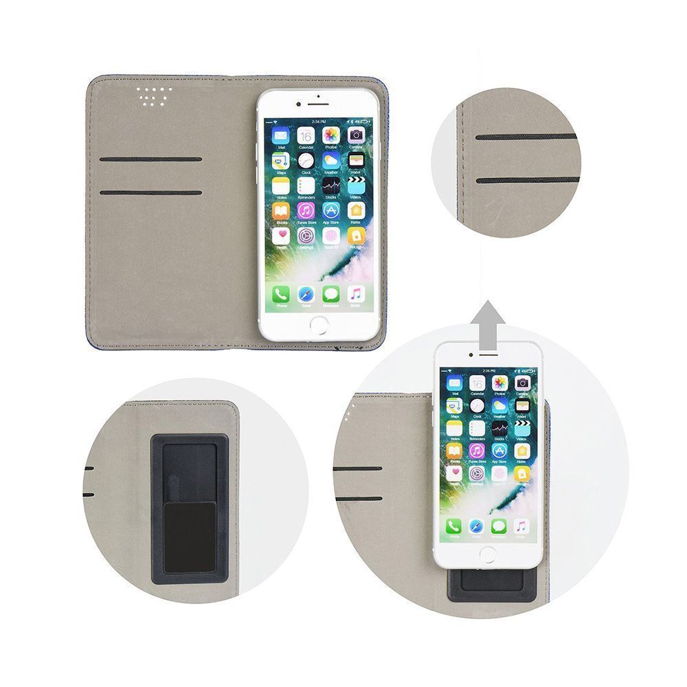 Θήκη Smart Book Universal με Αυτοκόλητο 5,3"-5,7" Ασημί