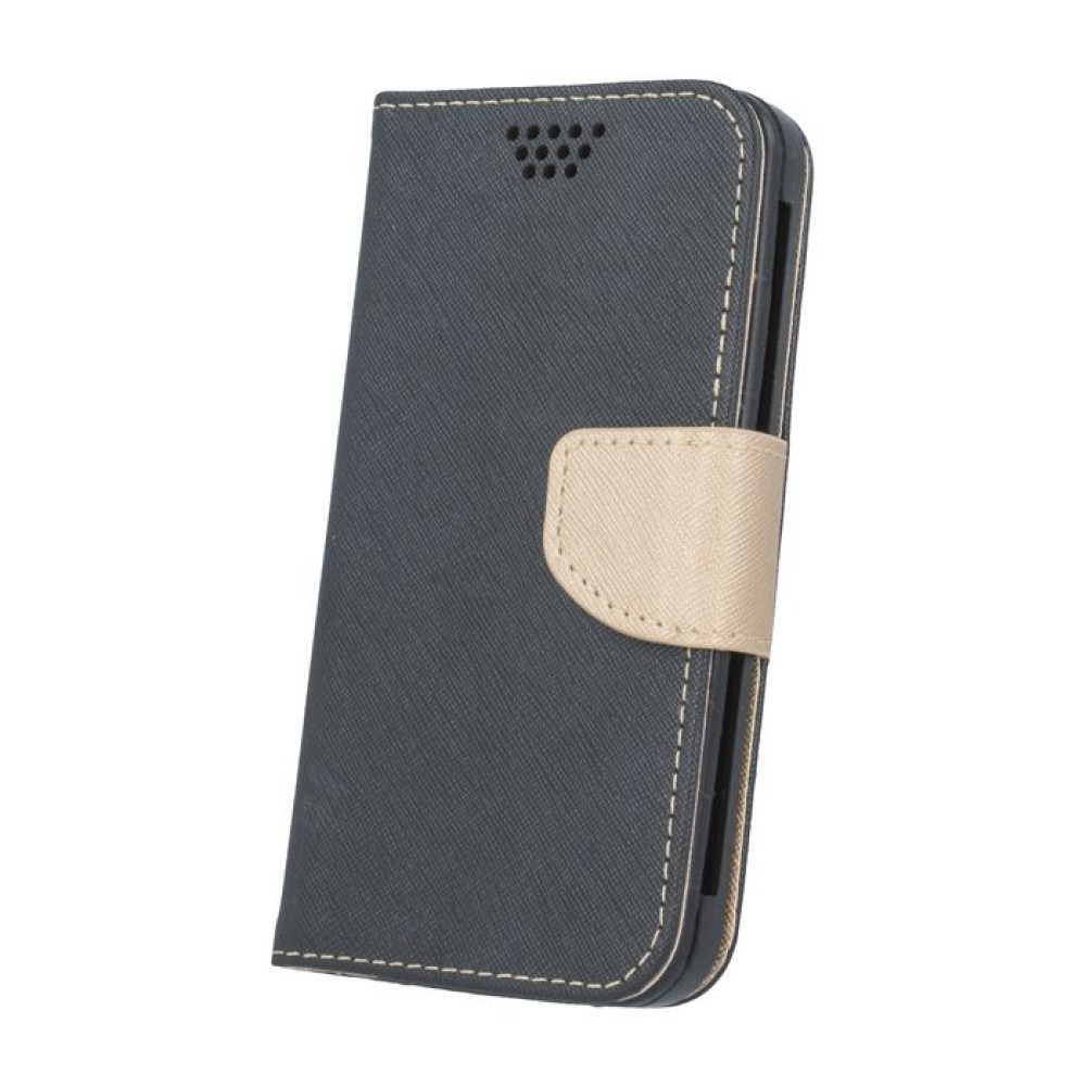 Θήκη Fancy Book Universal με Σιλικόνη 4.5" Μαύρο/Χρυσό