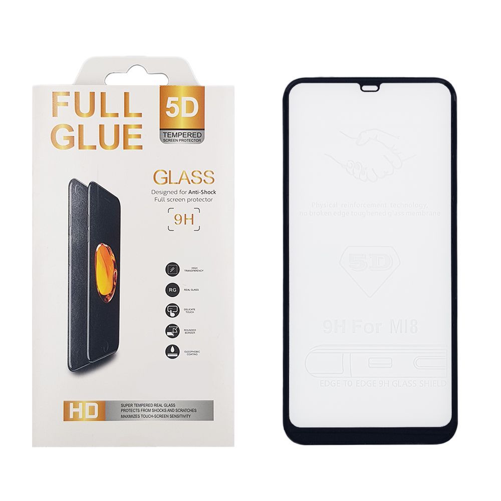 5D Full Glue 9H Tempered Glass Xiaomi Mi 8 Μαύρο