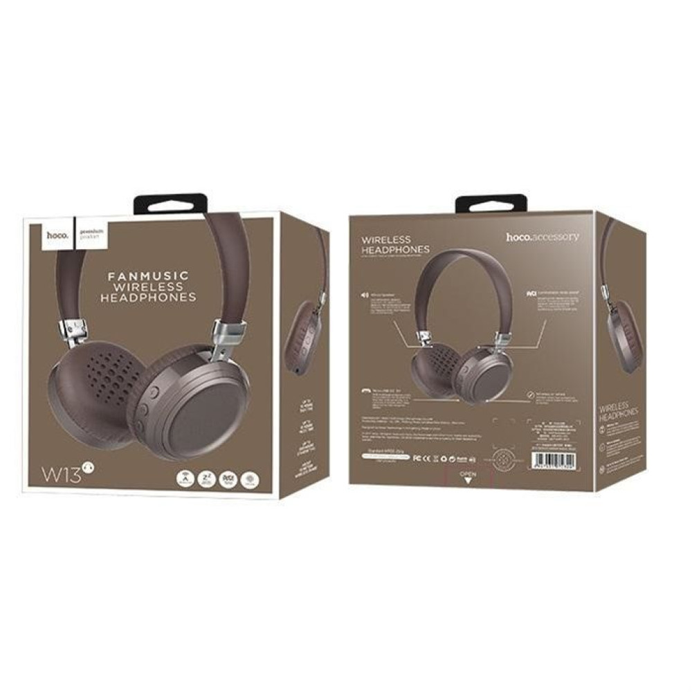 Ακουστικό κεφαλής Wireless HOCO Fanmusic W13 Καφέ