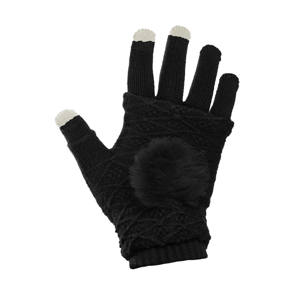 Γάντια Touchscreen 2in1 Striped and Fingerless one size Μαύρο