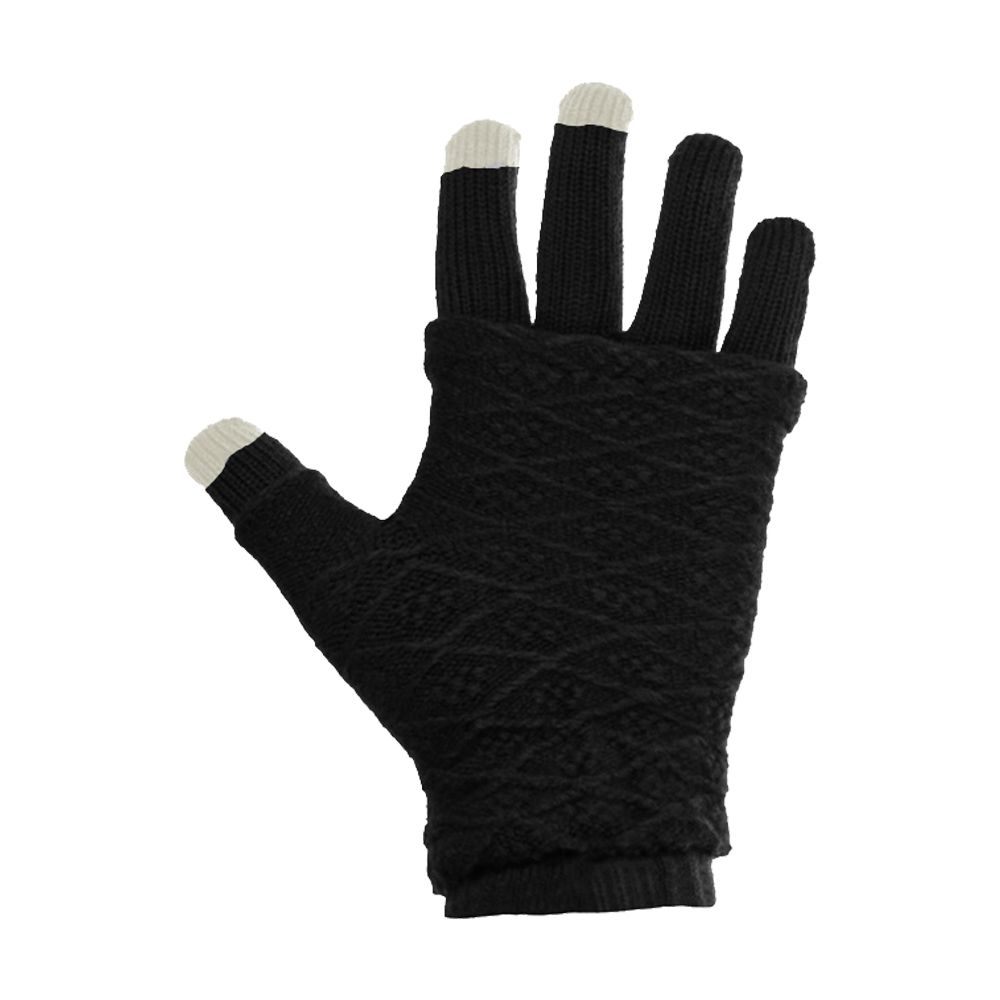 Γάντια Touchscreen 2in1 Striped and Fingerless one size Μαύρο