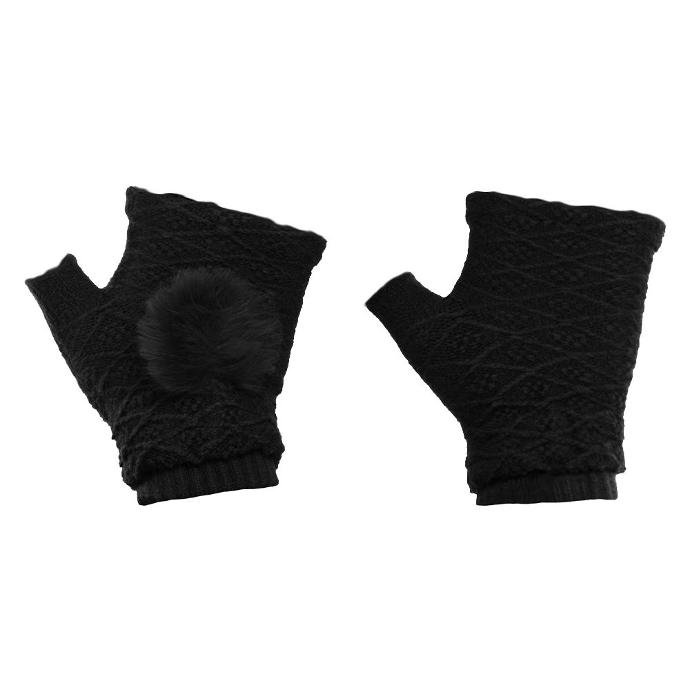 Γάντια Touchscreen 2in1 Striped and Fingerless one size Μαύρο
