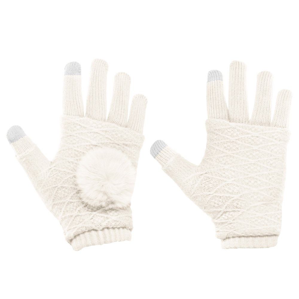Γάντια Touchscreen 2in1 Striped and Fingerless one size Λευκό