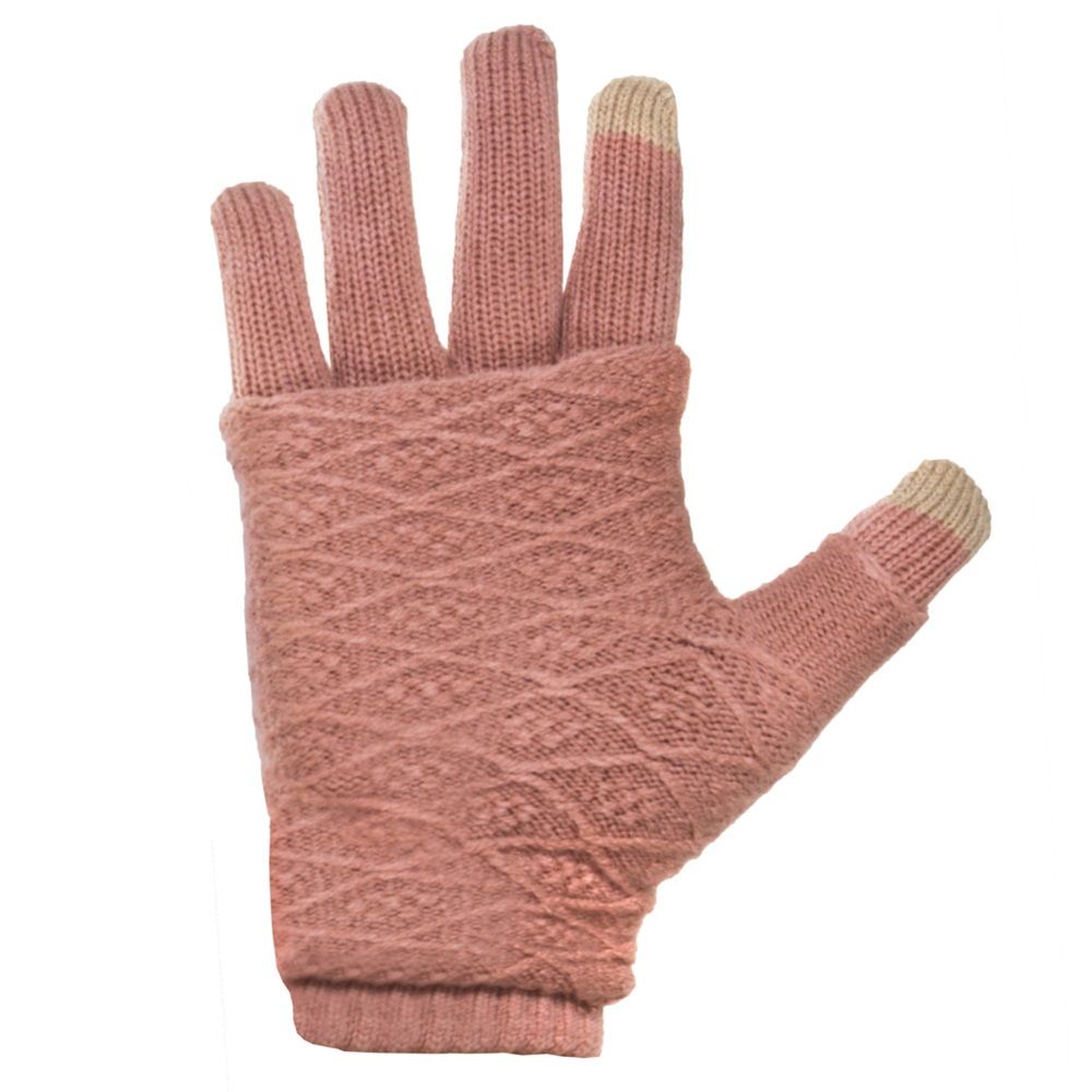 Γάντια Touchscreen 2in1 Striped and Fingerless one size Ροζ