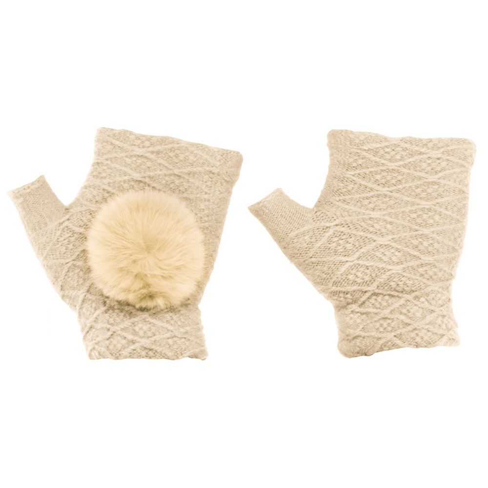 Γάντια Touchscreen 2in1 Striped and Fingerless one size Μπεζ