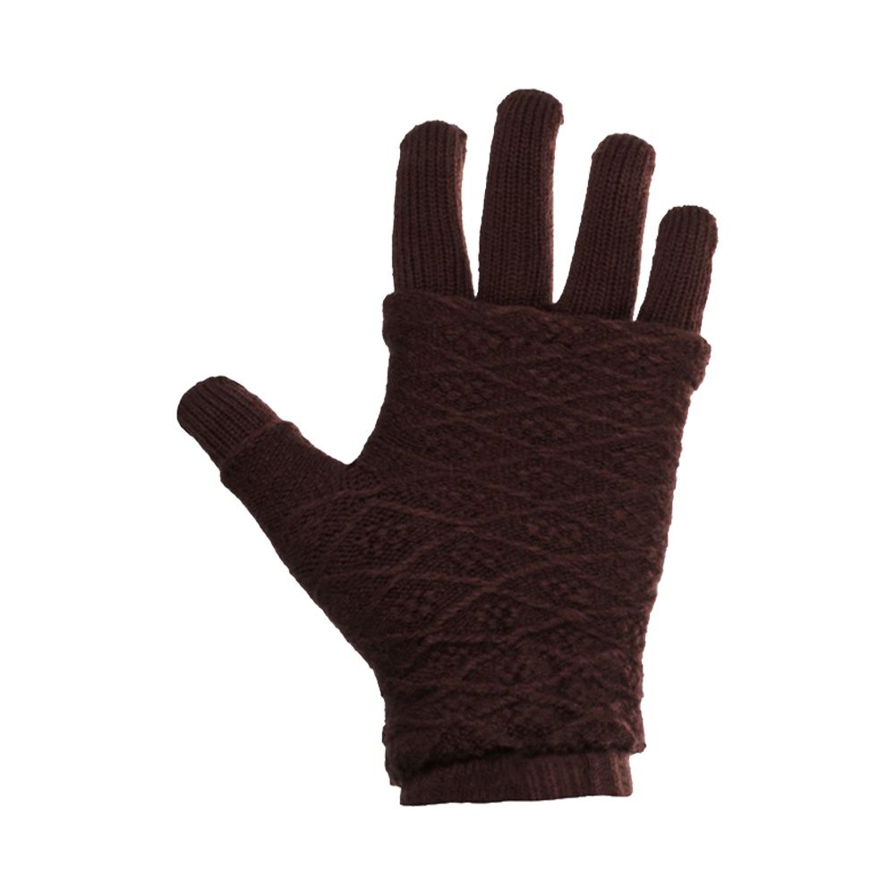 Γάντια Touchscreen 2in1 Striped and Fingerless one size Καφέ