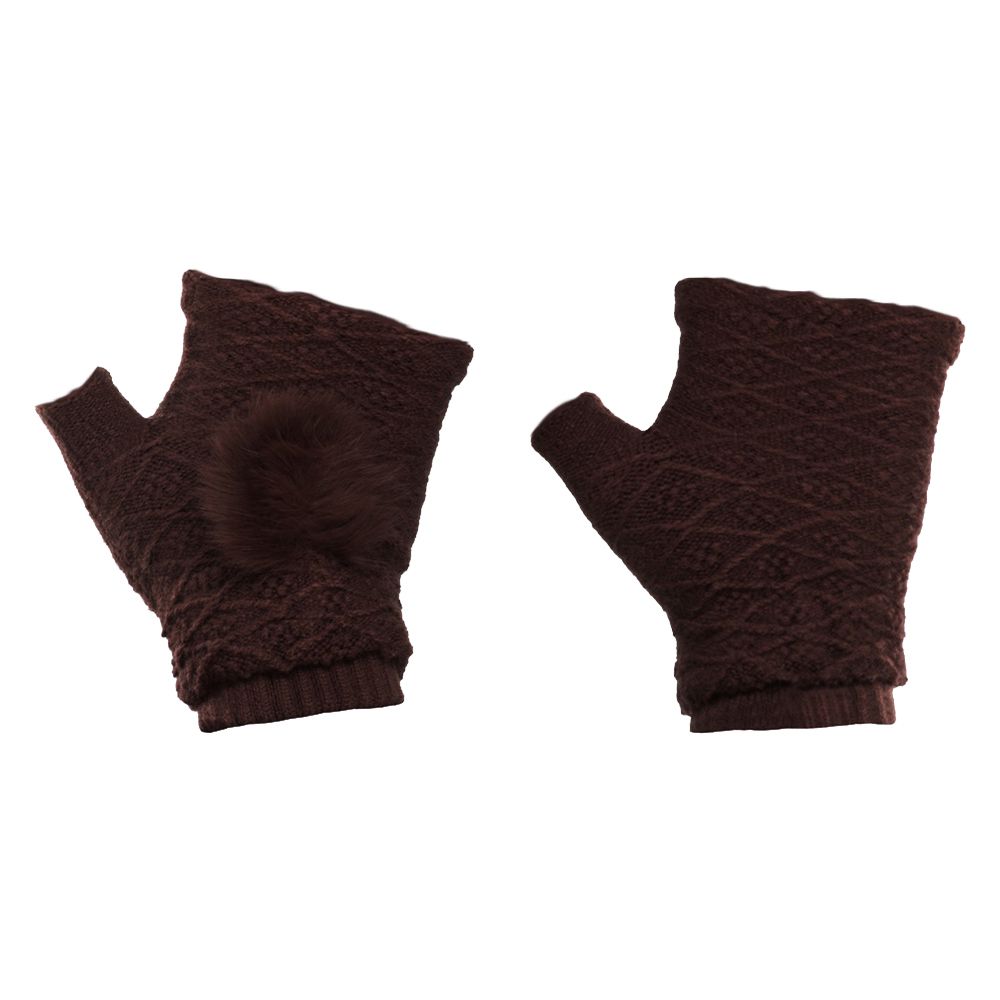 Γάντια Touchscreen 2in1 Striped and Fingerless one size Καφέ