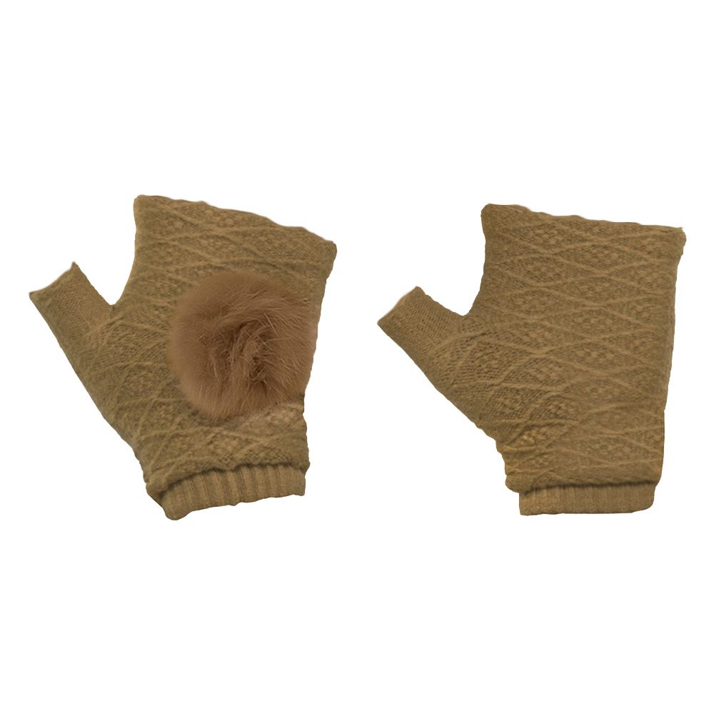 Γάντια Touchscreen 2in1 Striped and Fingerless one size Ανοιχτό Καφέ