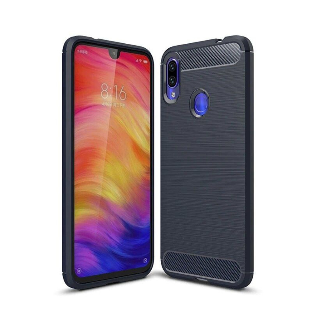 Θήκη Σιλικόνης Carbon TPU Fiber Brushed Xiaomi Redmi Note 7/7 Pro Μπλε