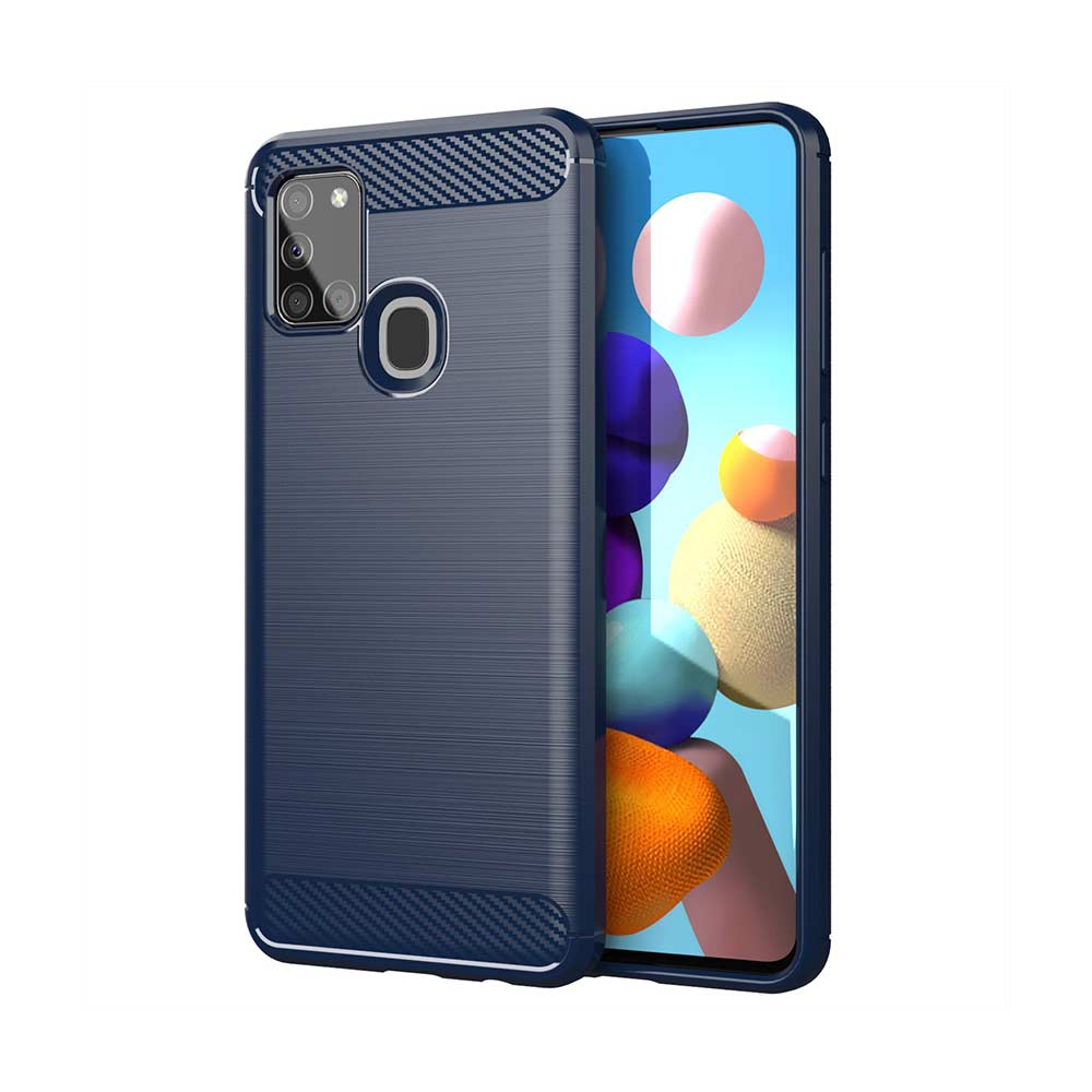 Θήκη Σιλικόνης Carbon TPU Fiber Brushed Samsung Galaxy A21s Μπλε