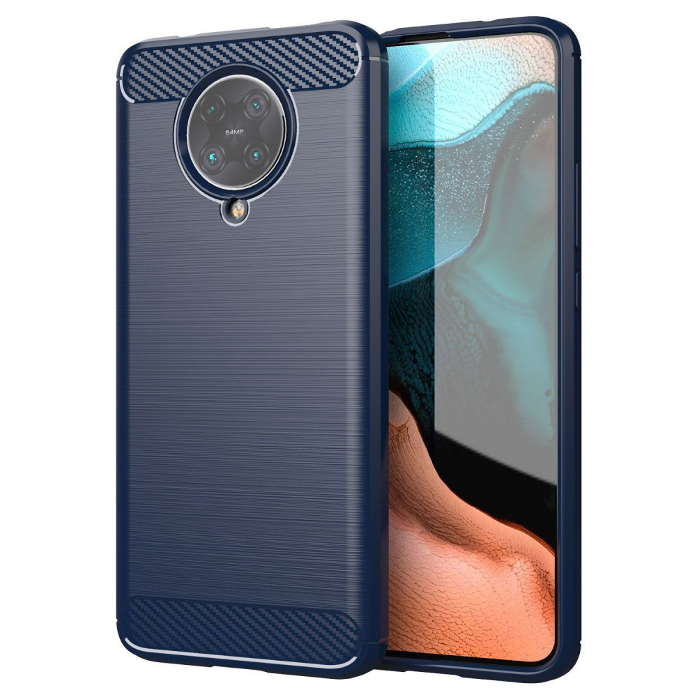 Θήκη Σιλικόνης Carbon TPU Fiber Brushed Xiaomi Pocophone F2 Pro Μπλε