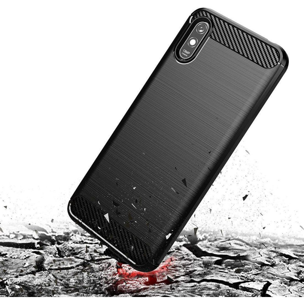 Θήκη Σιλικόνης Carbon TPU Fiber Brushed Xiaomi Redmi 9A / Redmi 9AT Μαύρο