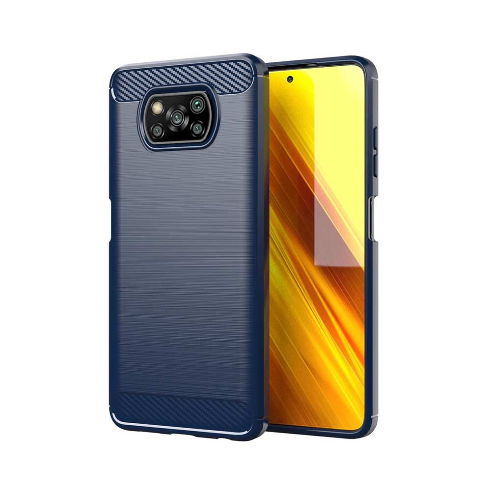 Θήκη Σιλικόνης Carbon TPU Fiber Brushed Xiaomi Poco X3 NFC / Poco X3 Pro Μπλε