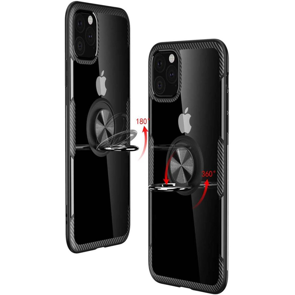 Carbon Clear Ring TPU Apple iPhone 12 / iPhone 12 Pro Μαύρο