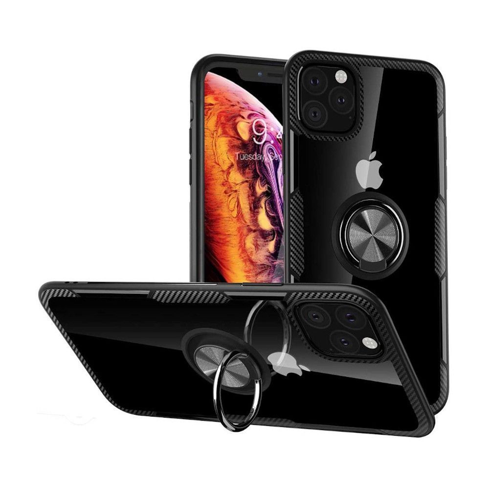 Carbon Clear Ring TPU Apple iPhone 12 / iPhone 12 Pro Μαύρο
